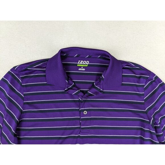 IZOD PERFORMANCE GOLF - MEN'S PURPLE STRIPED POLO SHIRT - SIZE M - Picture 4 of 7